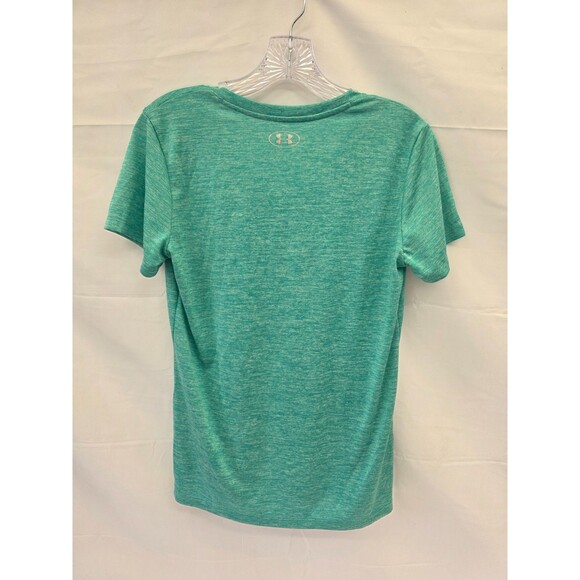 Under Armour Women's S Loose Fit Athletic V-Neck Shirt Heat Gear Teal - Picture 3 of 6